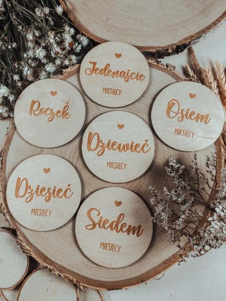 Drewniane Tabliczki na pierwsze 12 miesięcy