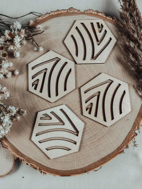 Drewniane podkładki pod kubki - Wood - sosna