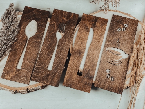 Drewniane tabliczki - eat coffe