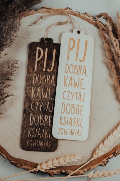 Drewniany Komplet zakładek - Pij dobrą kawę