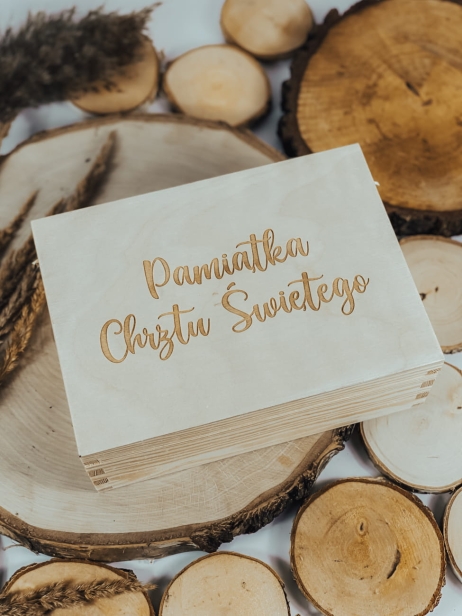 Drewniane Pudełko na Chrzest Święty
