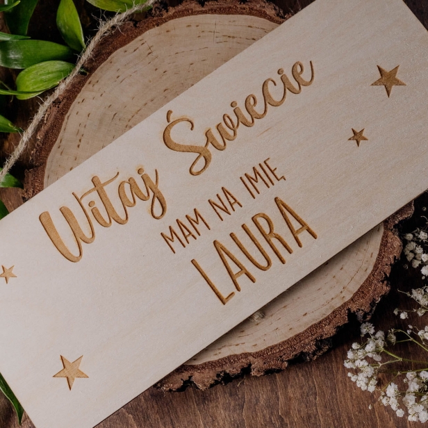 Drewniana Tabliczka Witaj Świecie