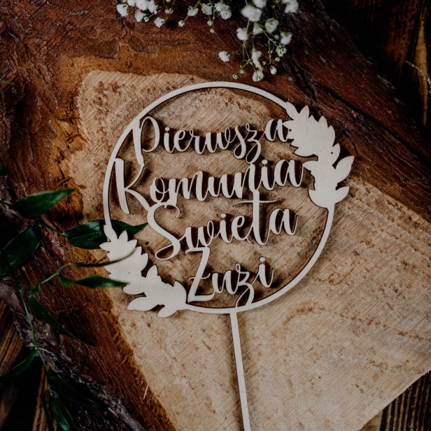 Drewniany Topper Komunia Święta