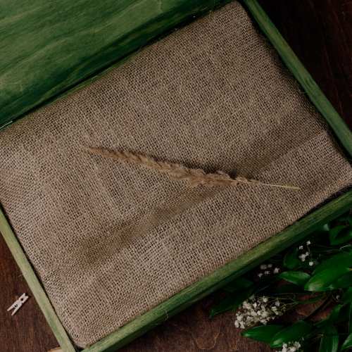 Drewniane pudełko na album w kolorze zielonym