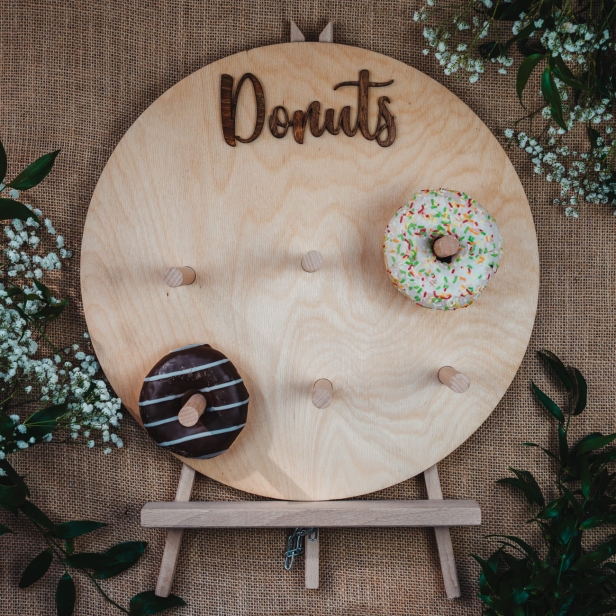 Drewniana tablica na Donaty kolo kolor sosna