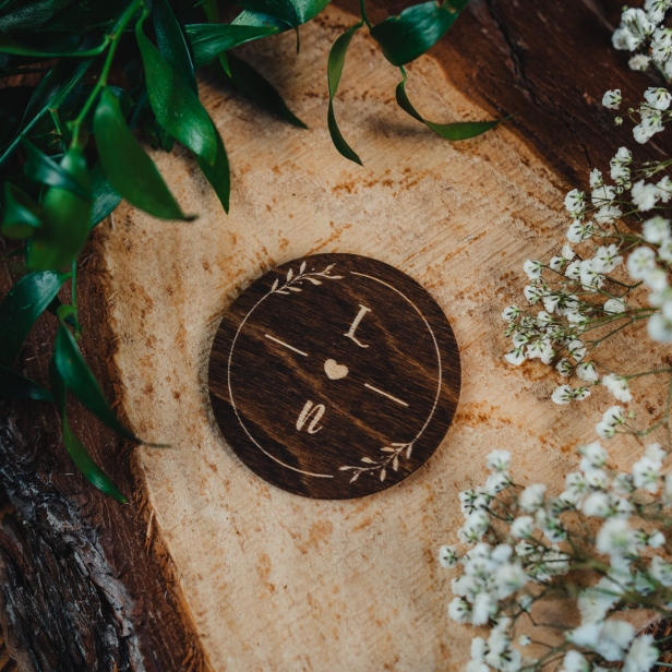 Drewniany magnes ślubny na ślub wesele boho rustykalny