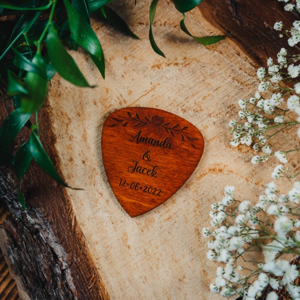 Drewniany magnes ślubny na ślub wesele boho rustykalny