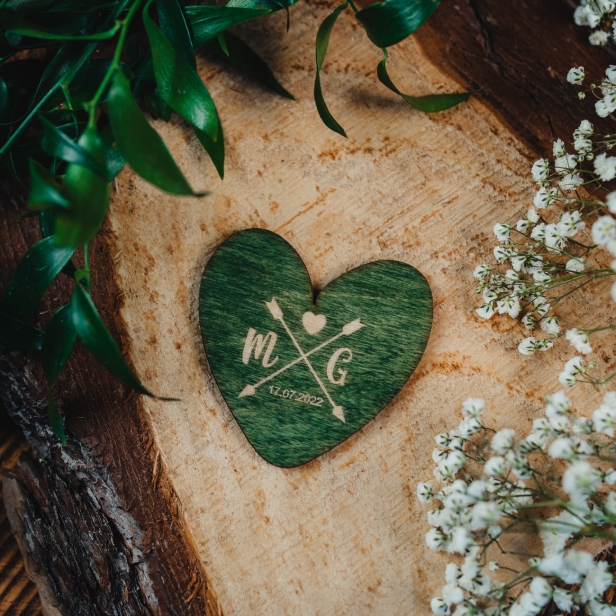 Drewniany magnes ślubny na ślub wesele boho rustykalny