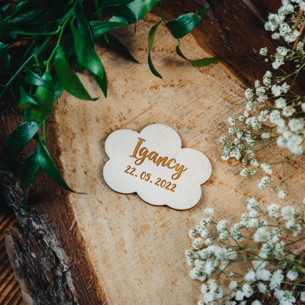 Drewniany Magnes chmurka