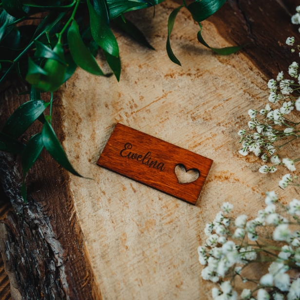 Drewniana winietka nakładka na sztućce tik