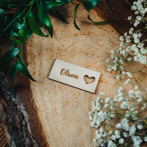 Drewniana winietka nakładka na sztućce sosna