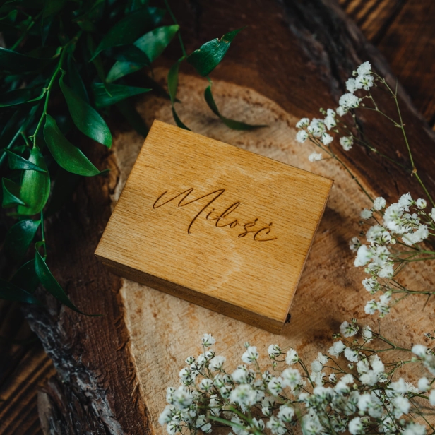 Drewniane pudełeczko na obrączki pudełko dąb