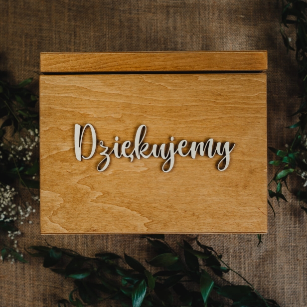 Drewniane pudełko na koperty dąb