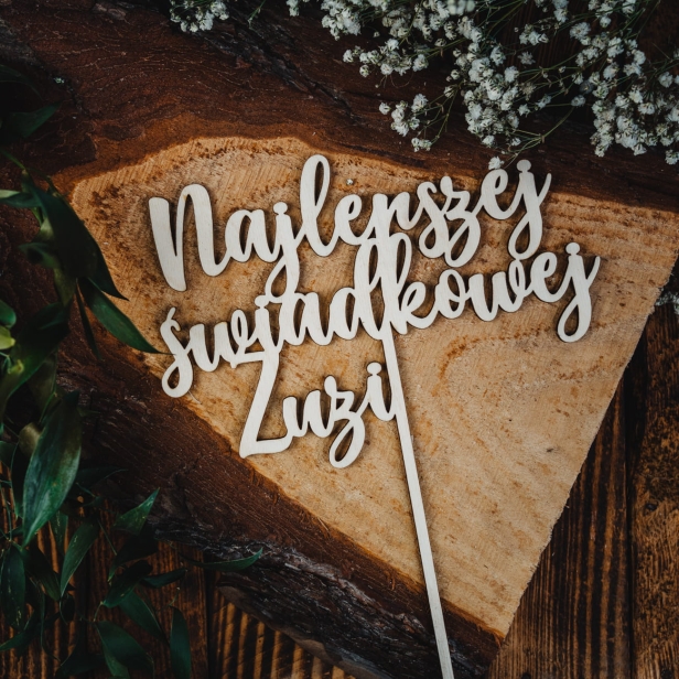 Drewniany topper dla świadkowej