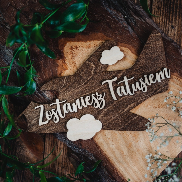 Drewniana Tabliczka Samolot- Zostaniesz tatą