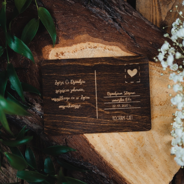 Drewniana Pocztówka - Dziadek - Palisander