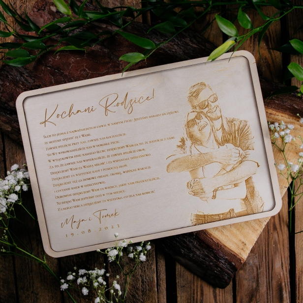 Drewniane podziękowanie dla rodziców z Twoim zdjęciem