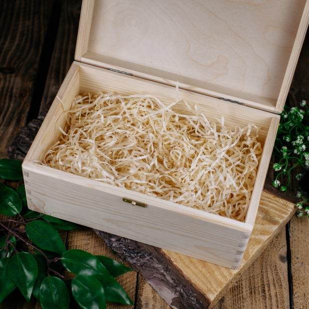 Drewniane pudełko wspomnień dla dziecka - liść