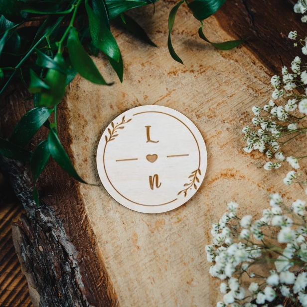 Drewniany magnes ślubny na ślub wesele boho rustykalny