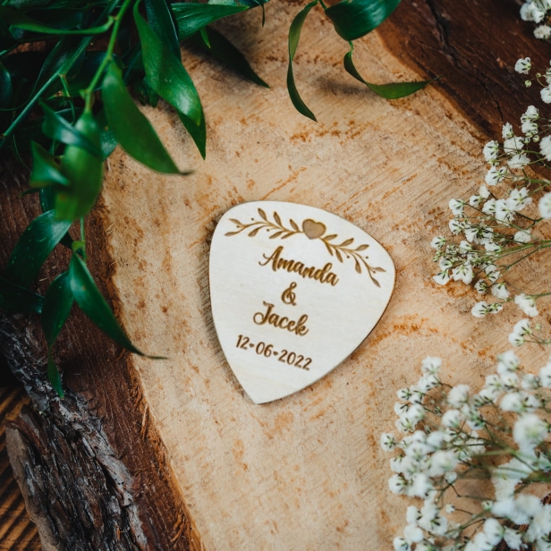 Drewniany magnes ślubny na ślub wesele boho rustykalny