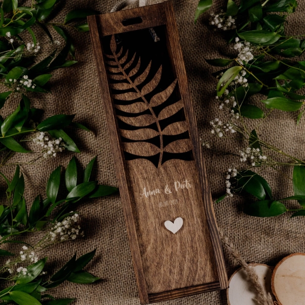 Drewniana skrzynka pudełko na wino w kolorze palisander